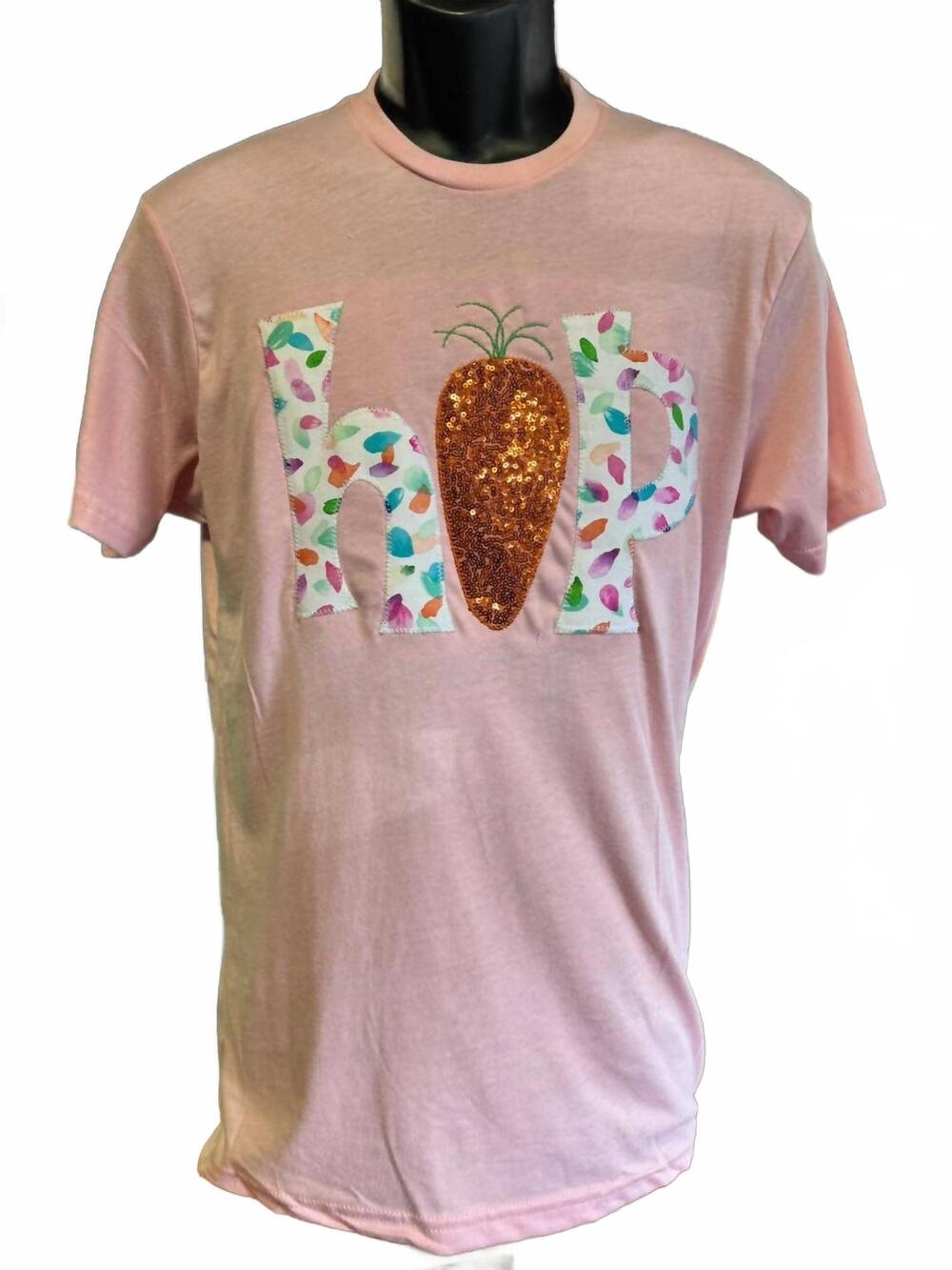 NEW SHOP SOUTHERN BELLE women's easter hop bunny short sleeve tee in pink
